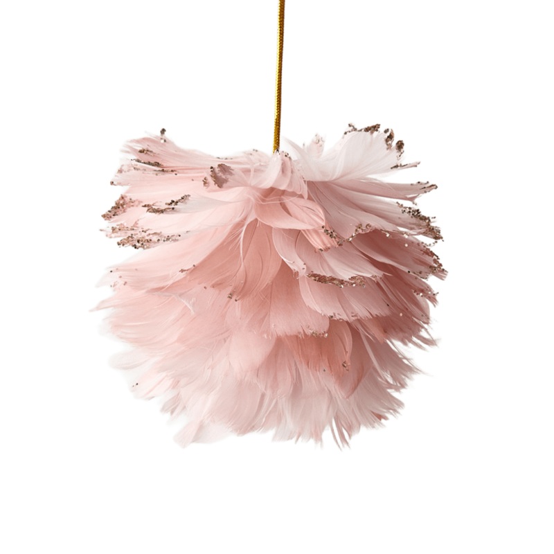 Bauble Pink Feather Hanging 10cm