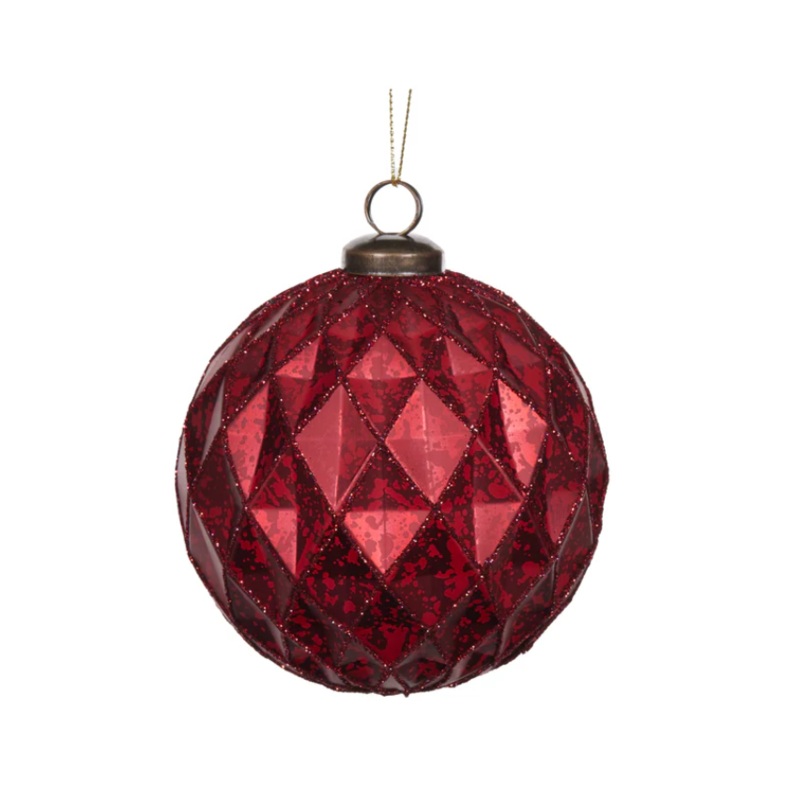 Bauble Quilted Mercury Red 10cm