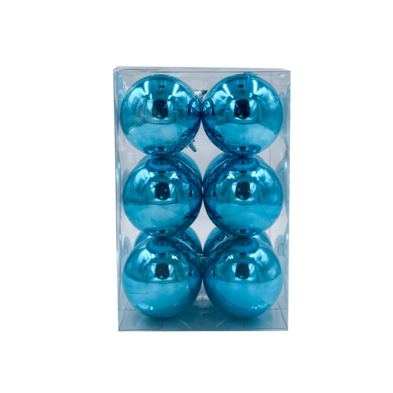Bauble Shiny Aqua 70mm - 12 Pack