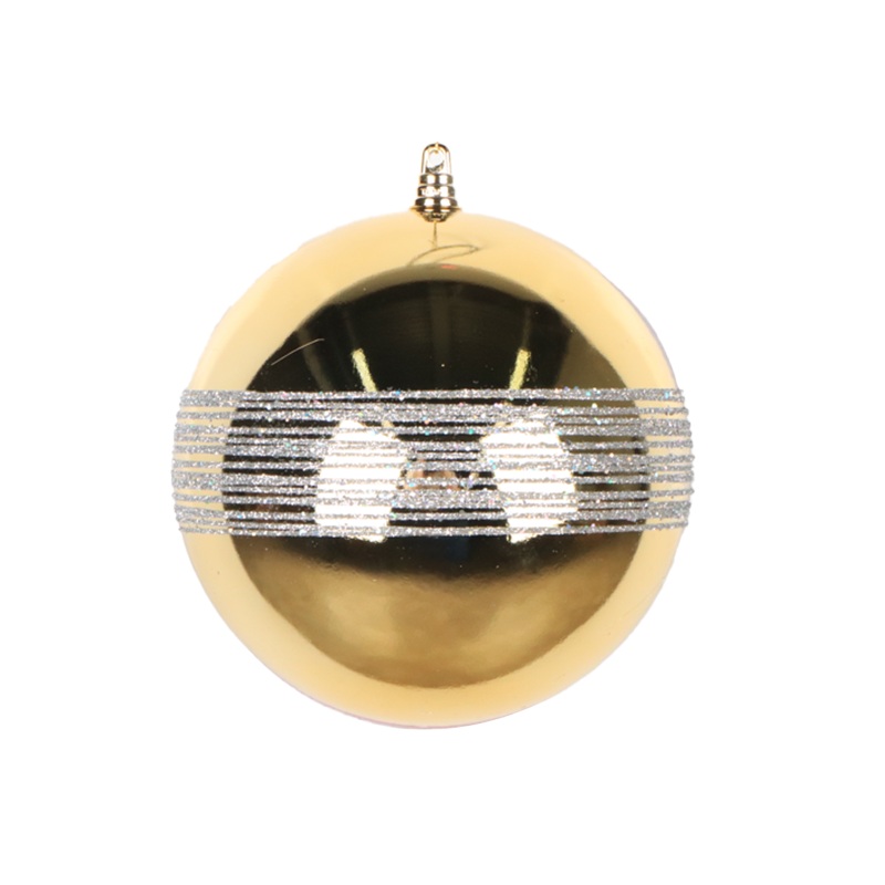 Bauble Shiny Gold with Gold Glitter 150mm