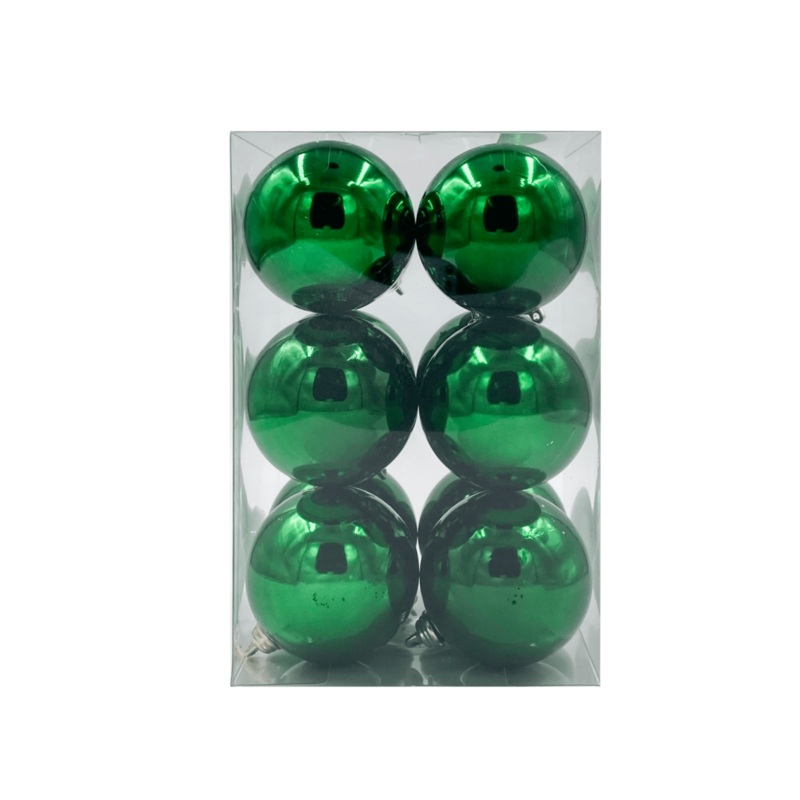 Bauble Shiny Green 70mm - 12 Pack