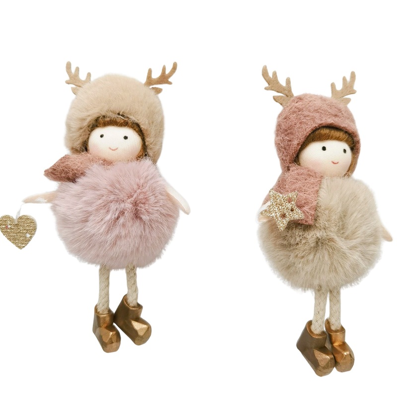 Fluffy Girls Pink Heart/Star Hanging 14cm.
