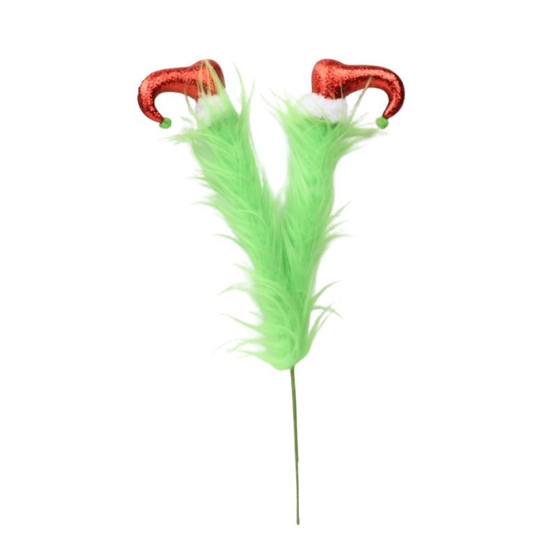Furry Elf Legs Green Grinch Pick 45cm