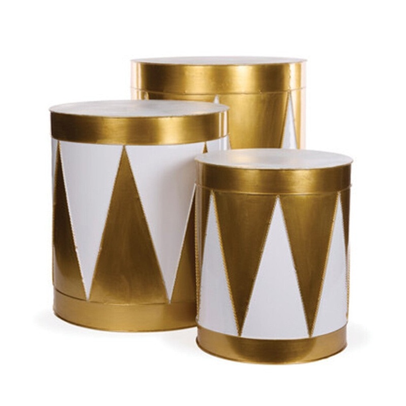 Harlequin Drums White and Gold Medium 43cm