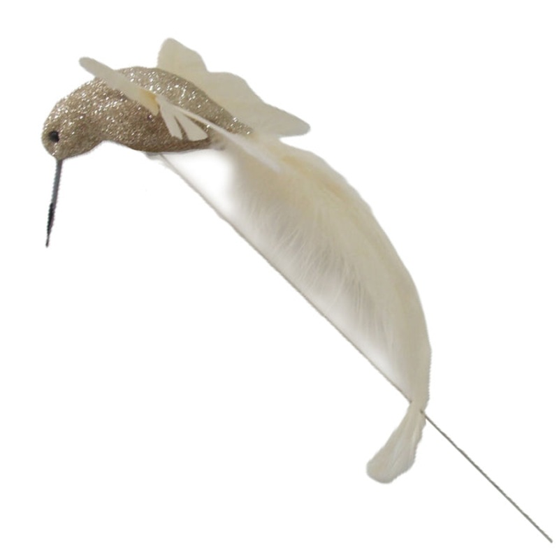 Hummingbird on Stick Champagne 16cm