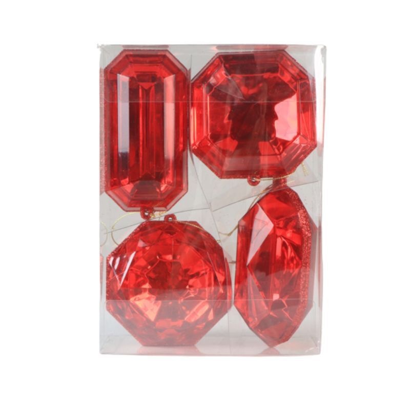 Jewel Red Set of 4 Assorted 10-12cm