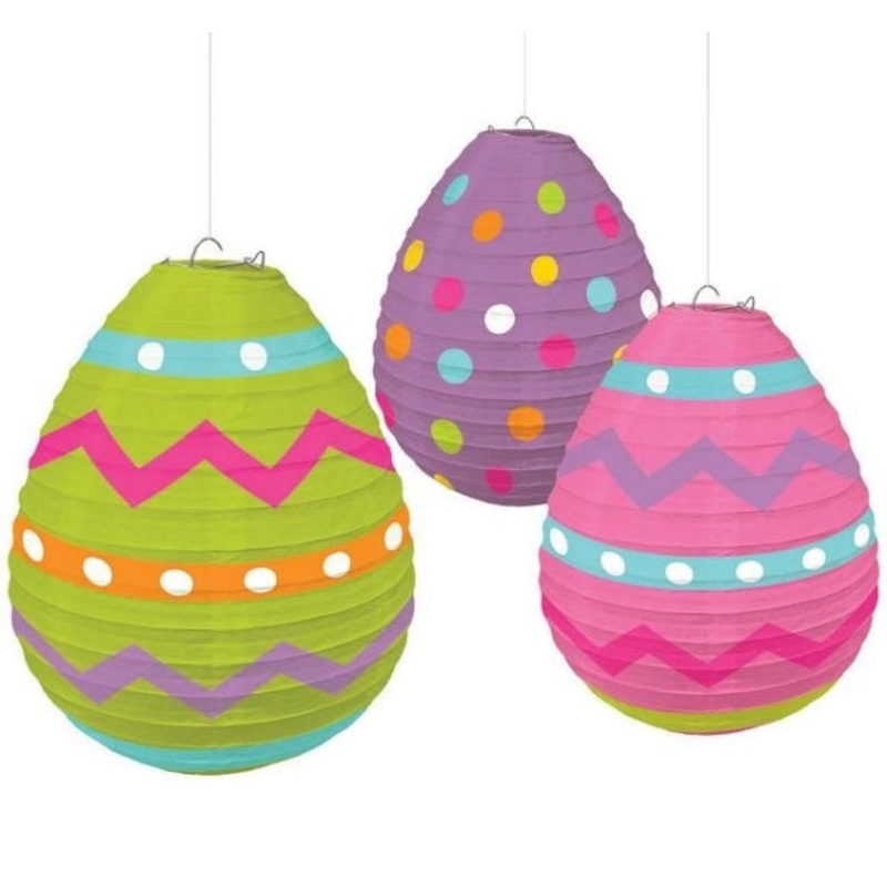 Lantern Paper Easter Egg Purple Pink Green