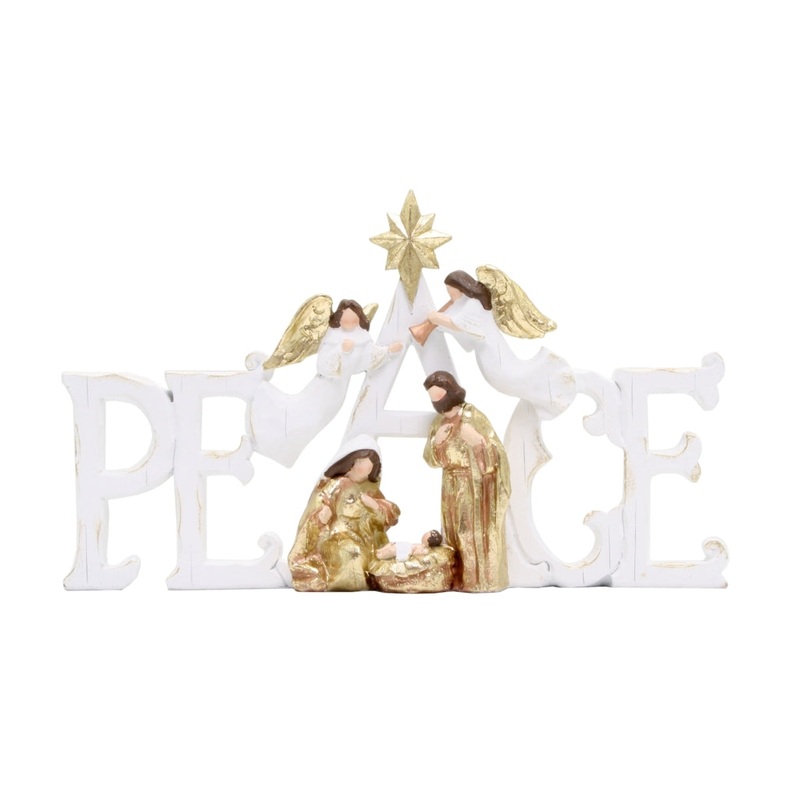 Nativity Peace White/Gold 27cm