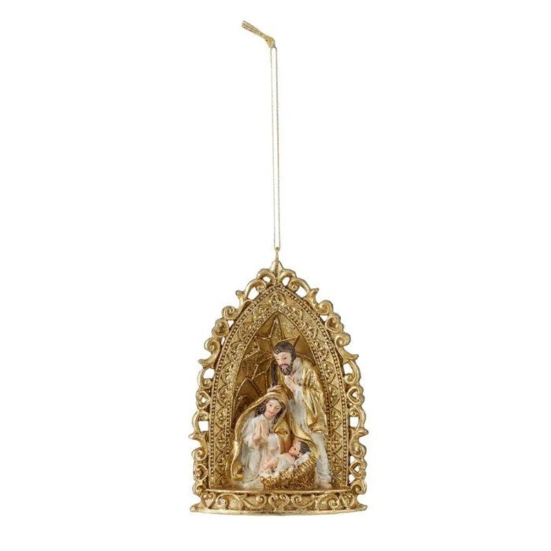 Nativity Scene Gold Hanging 10cm