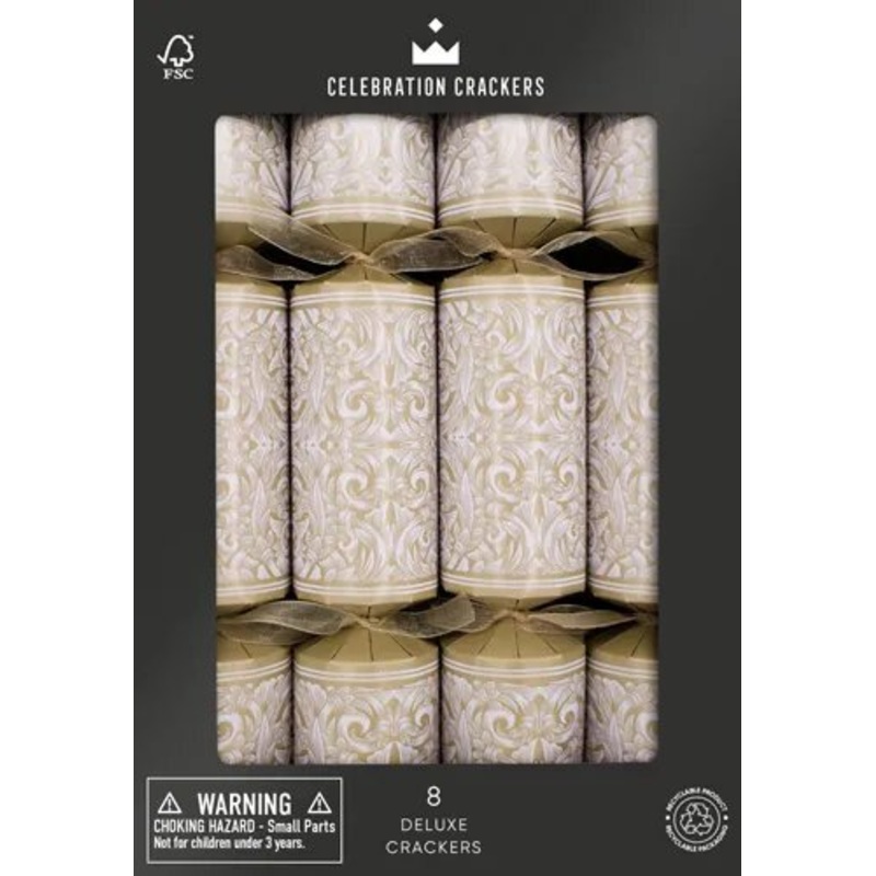Ornate Gold Crackers Celebration Deluxe 8 Pack