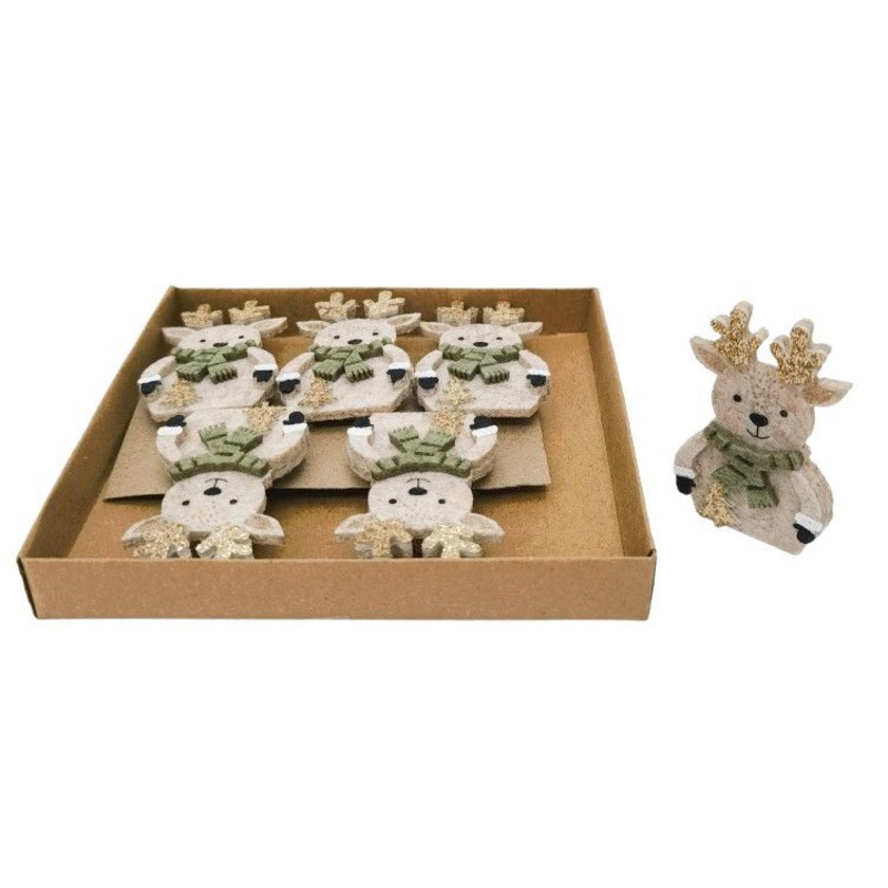 Reindeer Felt Pegs 6 pack