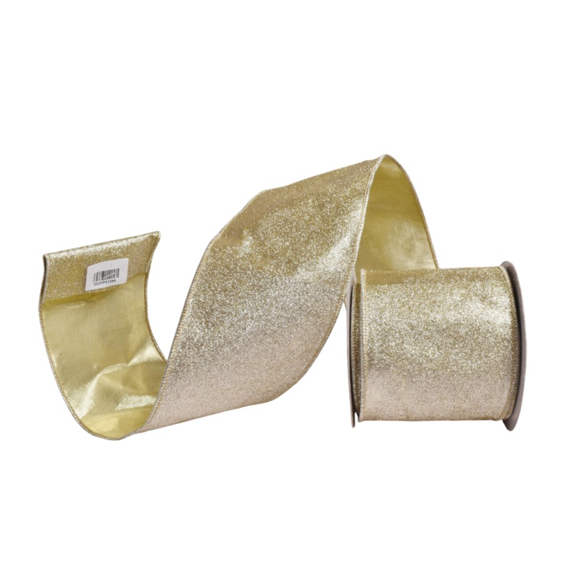 Ribbon 9m Champagne Glitter 100mm