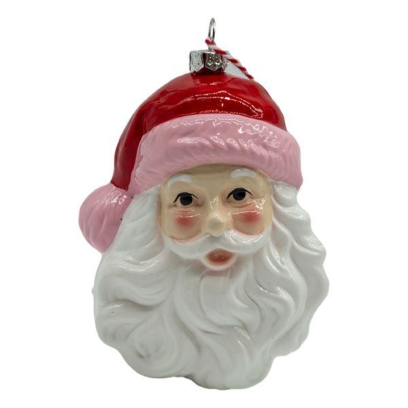 Santa Pink Trim Hat Hanging 11cm