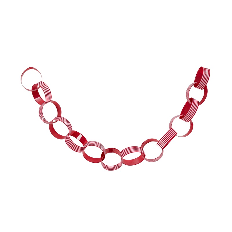 Striped Ring Garland Fabric Red 110cm