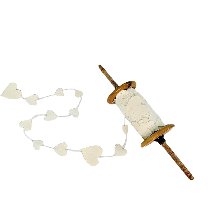 Wood Reel Bunting White Hearts 25m