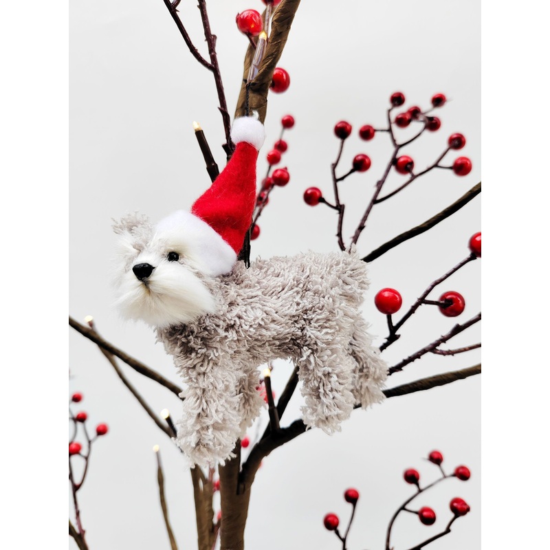 Dog Fluffy Santa Hat Grey 9cm