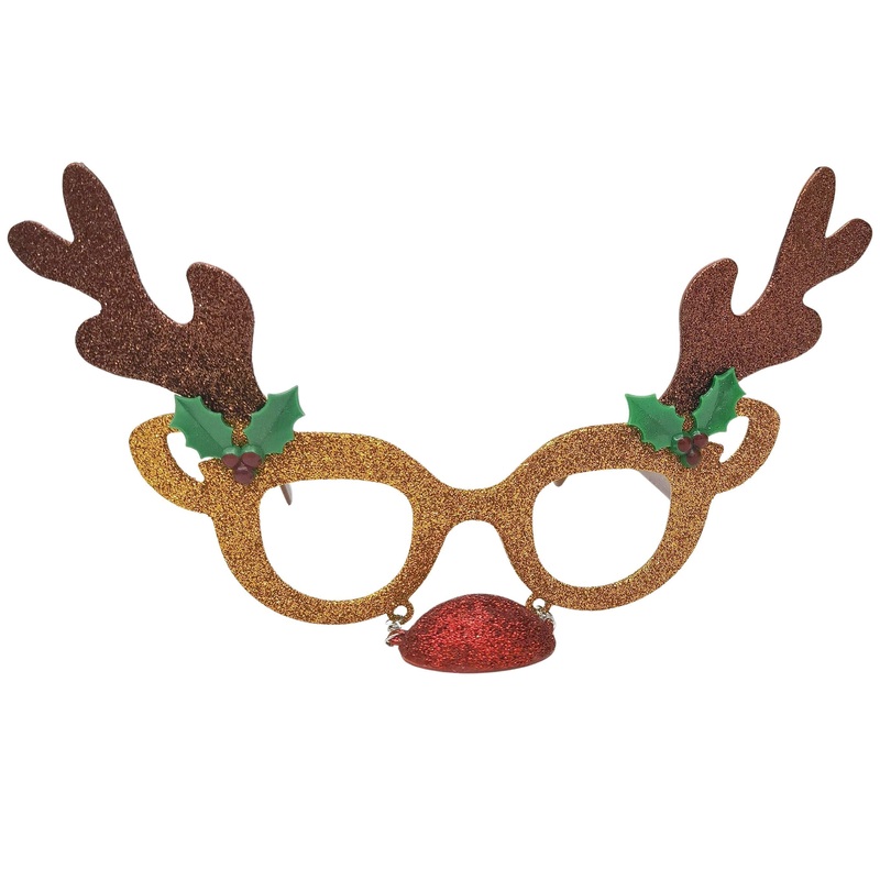 Reindeer Glasses Gold 15cm