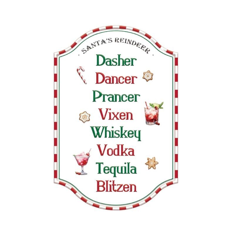Santa's Reindeer Metal Sign 45cm