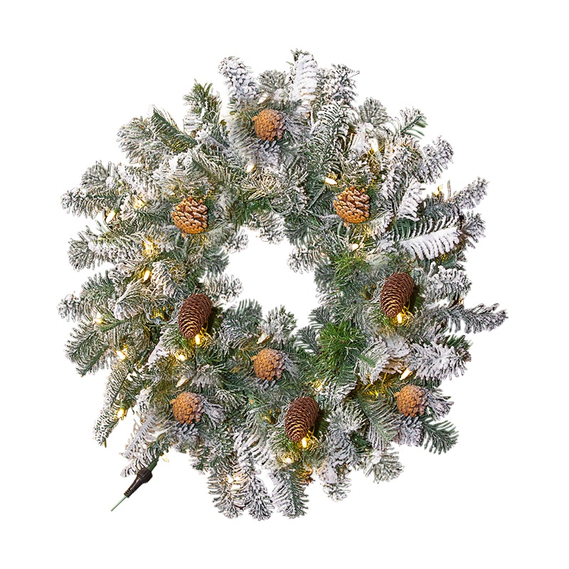 Wreath Flocked Luxe PreLit 60cm