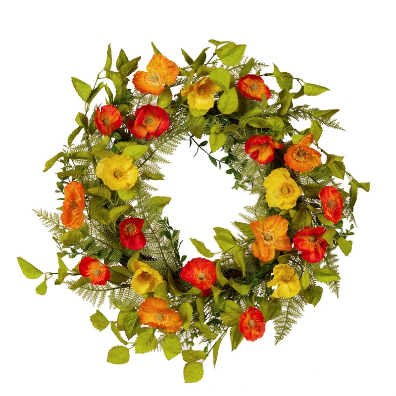 Wreath Poppies Red and Yellow 56cm
