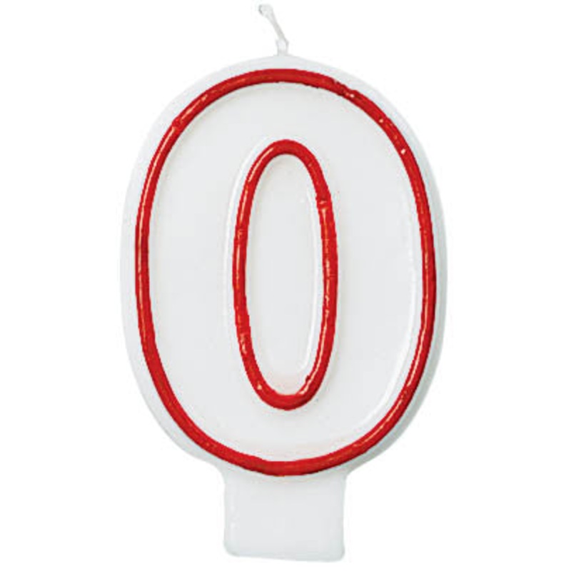CANDLE - NUMERAL 0 RED/WHITE