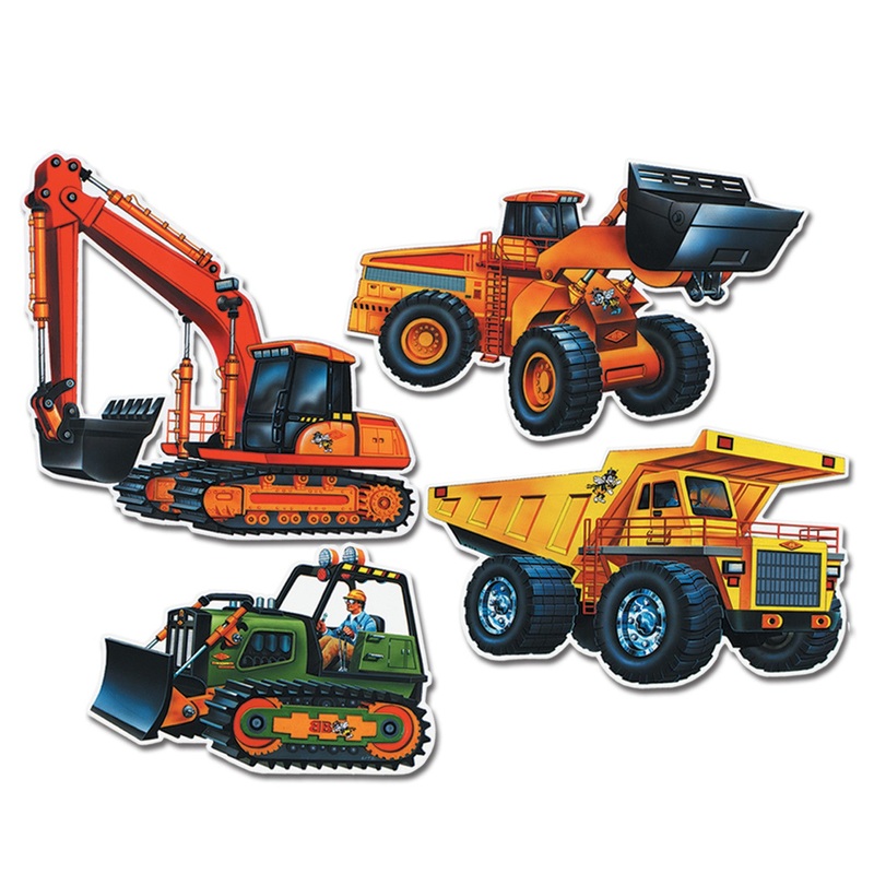 CUTOUT - CONSTRUCTION VEHICLE  16"  4 CT/PKG