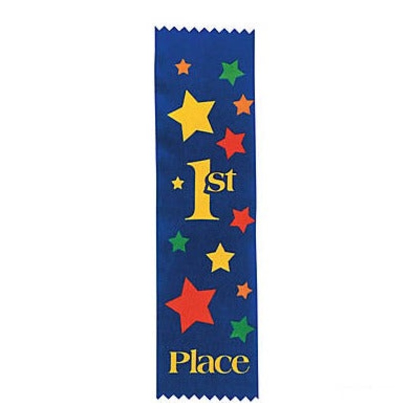 First "1st" Place Blue Satin Award Ribbons