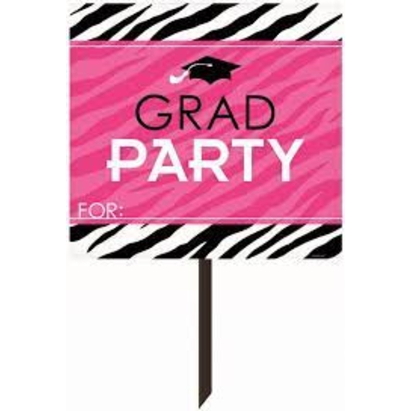 Grad Party Zebra Print Yard Sign