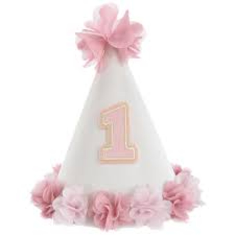 Pink 1st Birthday Cone Hat