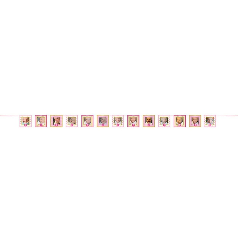 1ST BIRTHDAY PINK PHOTO COLLAGE BANNER 0-12 MONTHS
