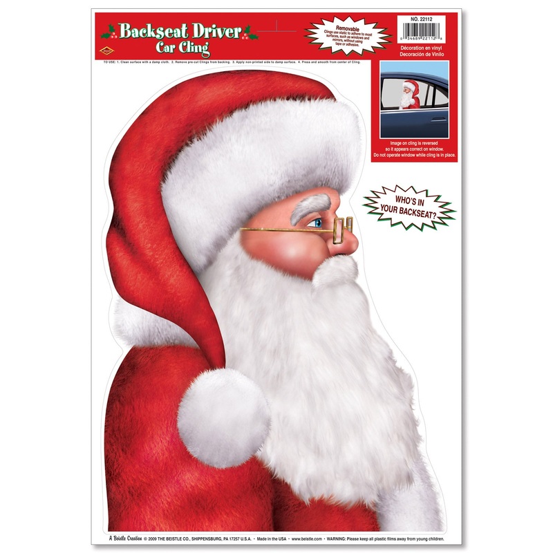 BACKSEAT SANTA DRIVER CAR CLING            EACH