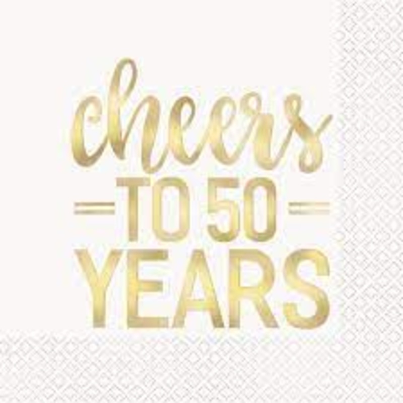 CHEERS TO 50 YEARS LUNCHEON NAPKINS