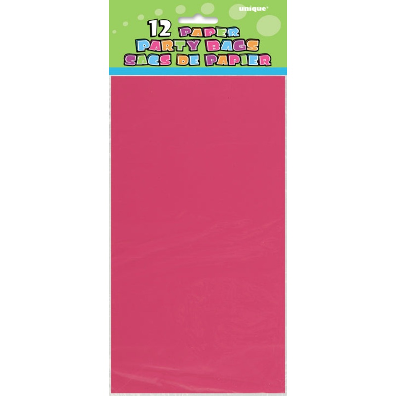 HOT PINK PAPER PARTY BAGS 12PCS/PKG