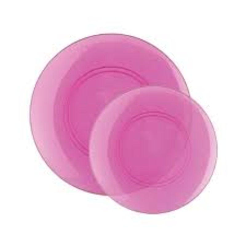Neon Pink Plastic 7" Plates - 4ct.