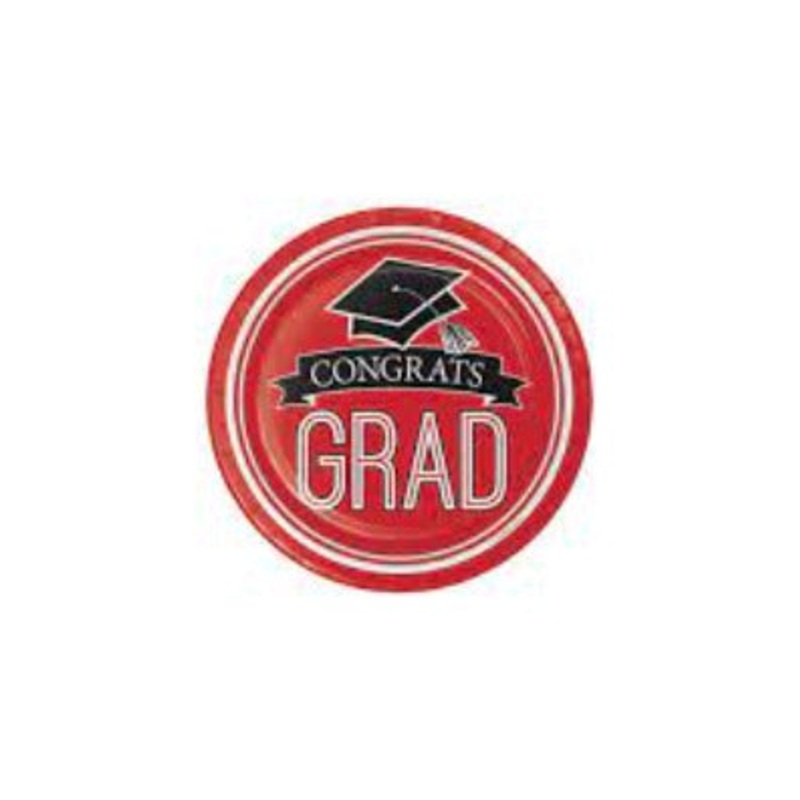 Red Congrats Grad 9" Paper Plates