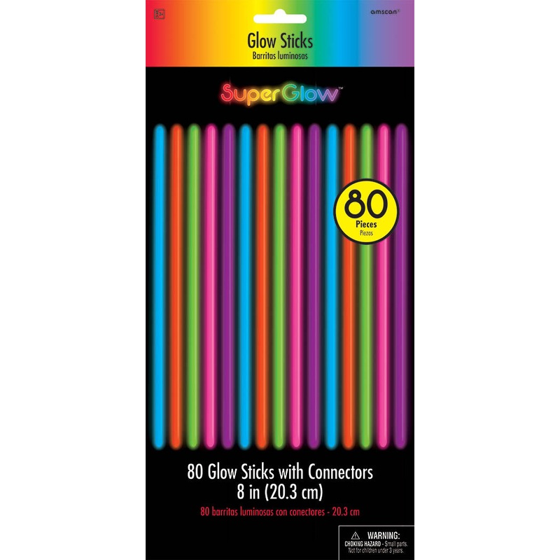 ASSORTED 8" GLOW STICKS 80 PACK