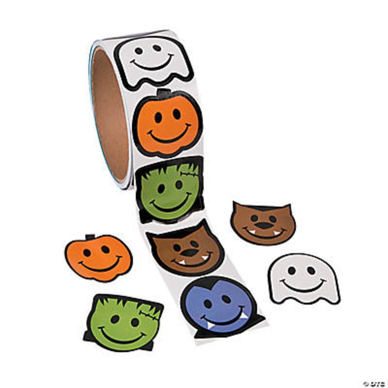 HALLOWEEN MONSTER SMILE FACE STICKER ROLL 100PCS