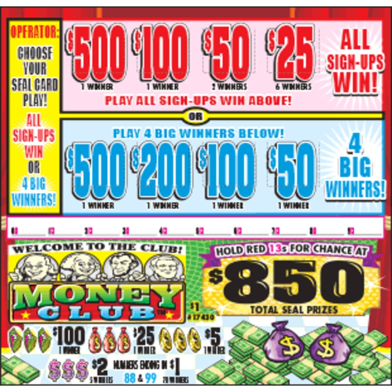 MONEY CLUB PULL TAB 1485 TICKETS