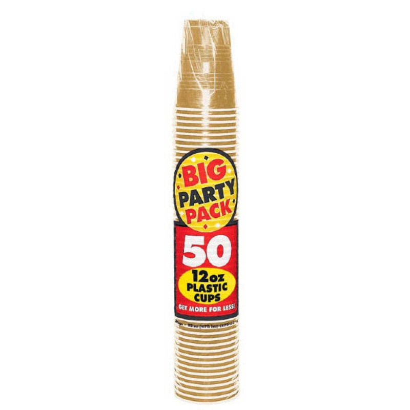 PLASTIC CUP - GOLD        12 OZ   50PCS/PKG