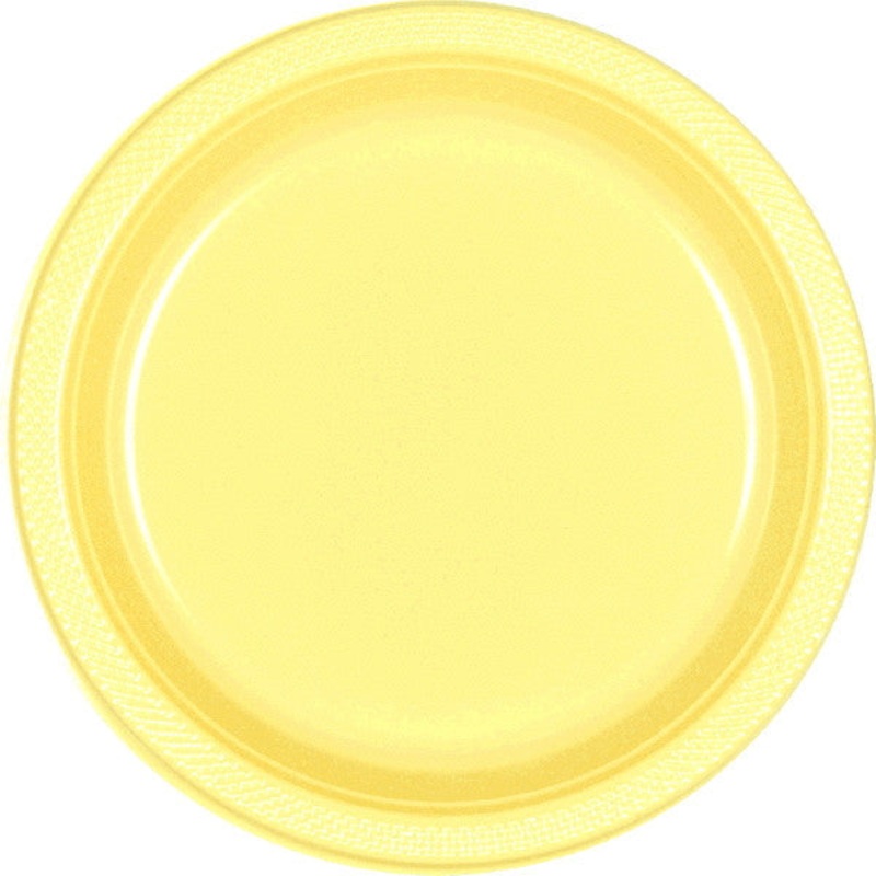 PLASTIC PLATES - LIGHT YELLOW   7"   20 COUNT