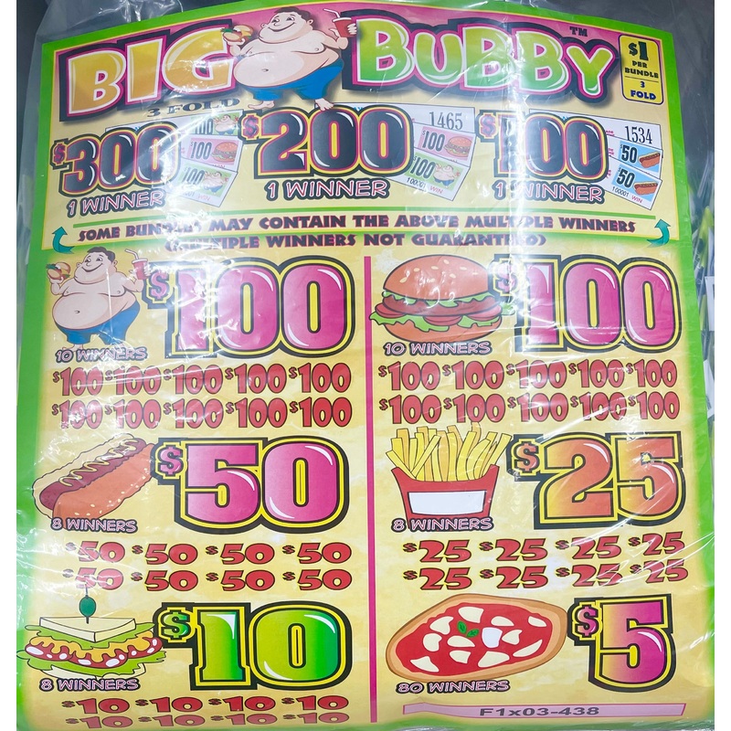 BIG BUBBY PULL TAB 12,000 TICKETS 4,000 BUNDLES