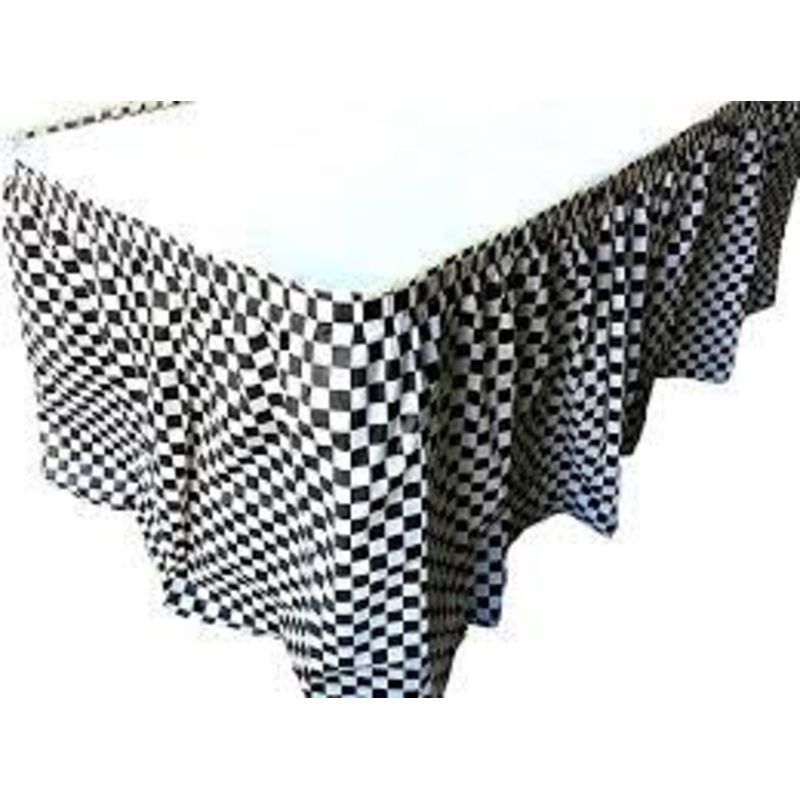 Black and White Checkered Plastic Tableskirt