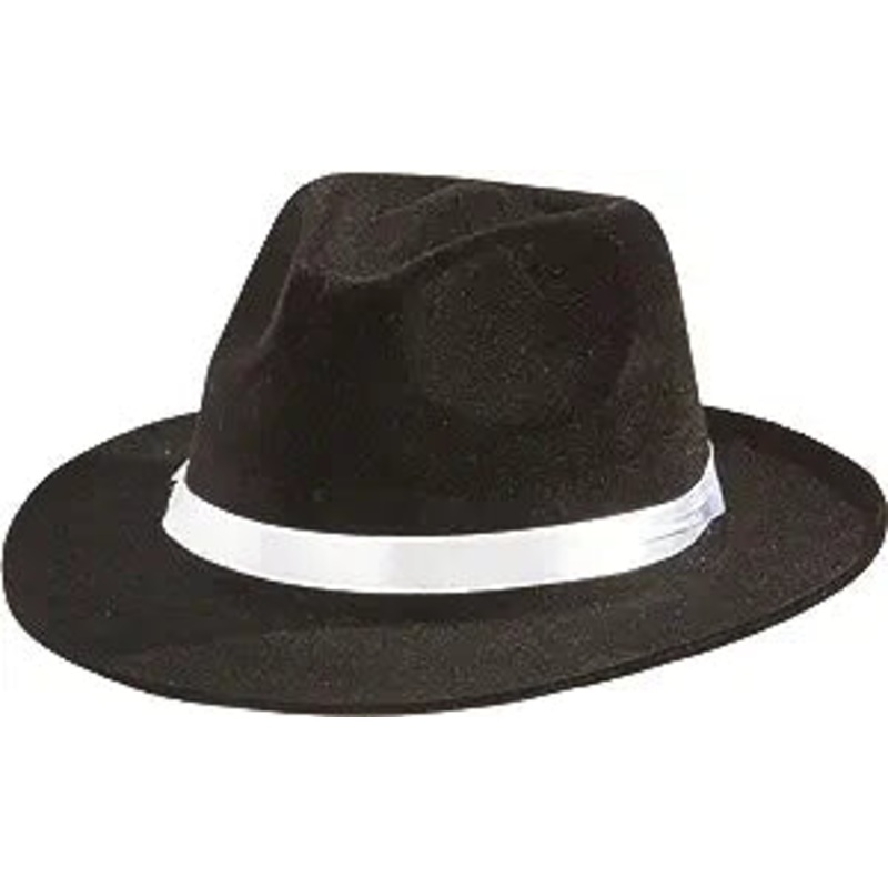 Black Gambler Hat with White Band