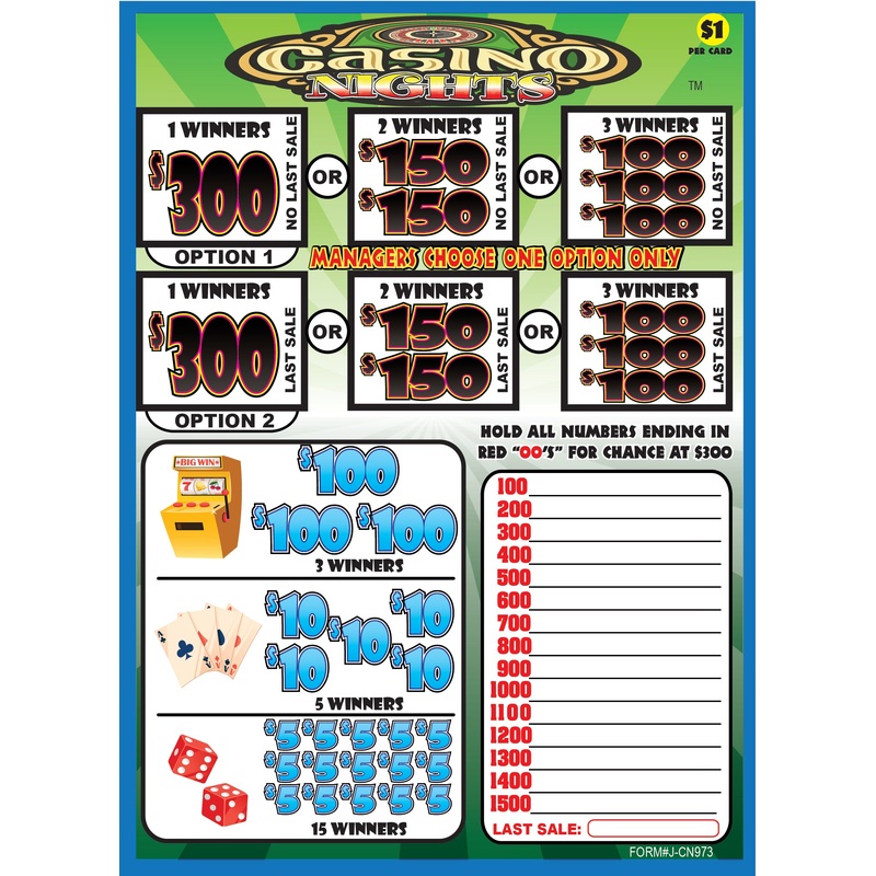 CASINO NIGHTS PULL TAB 973 TICKETS