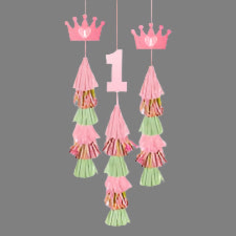 First Birthday Hanging Tassels - 3pcs.