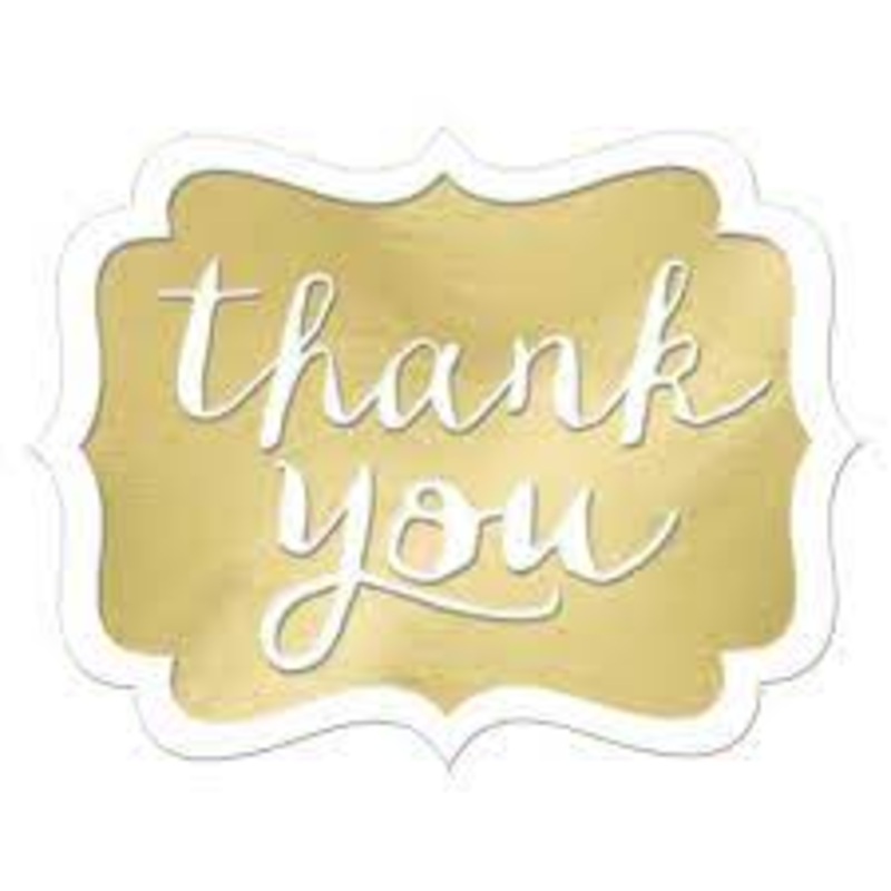 GOLD & WHITE THANK YOU STICKERS