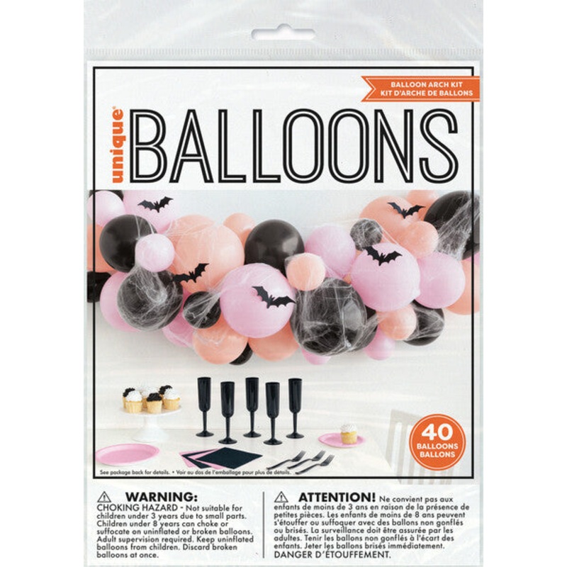 Pastel Halloween Bat and Spider Web Balloon Arch Kit