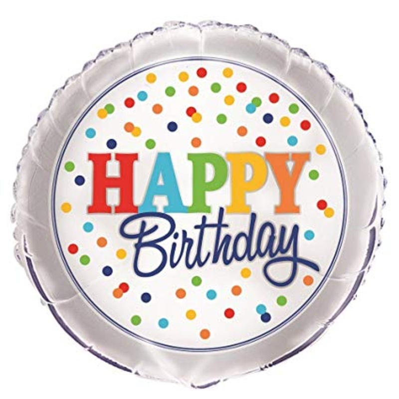 POLKA DOT HAPPY BIRTHDAY 18" MYLAR BALLOON