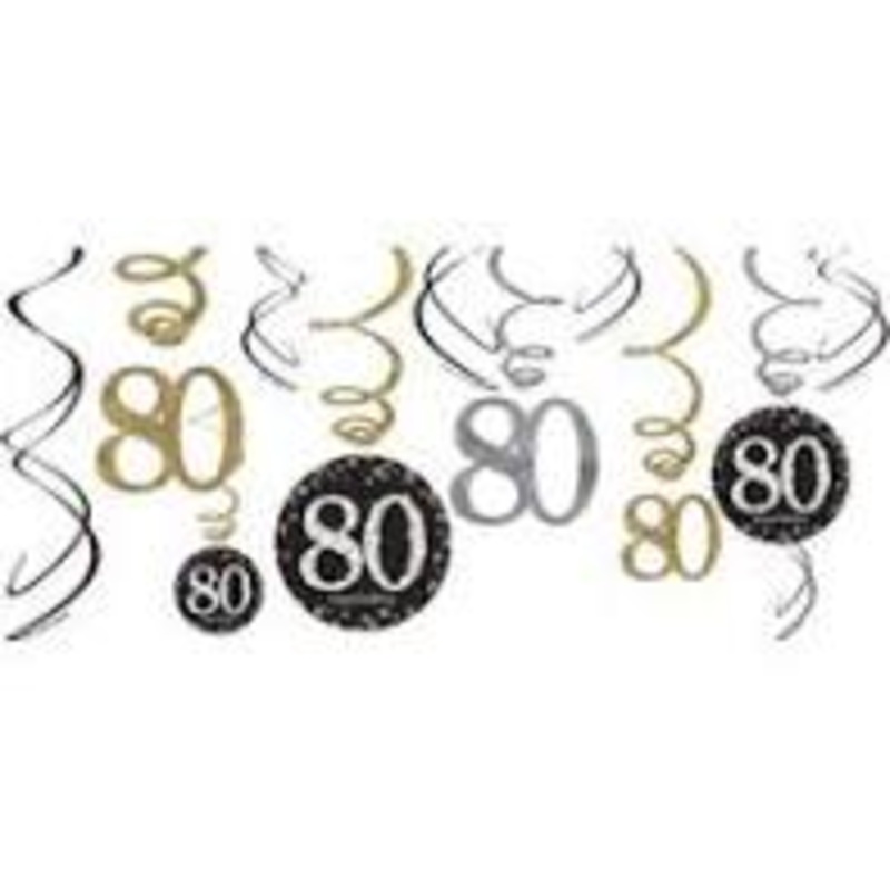 80TH SWIRL DECORATIONS -  SPARKLING CELEBRATION