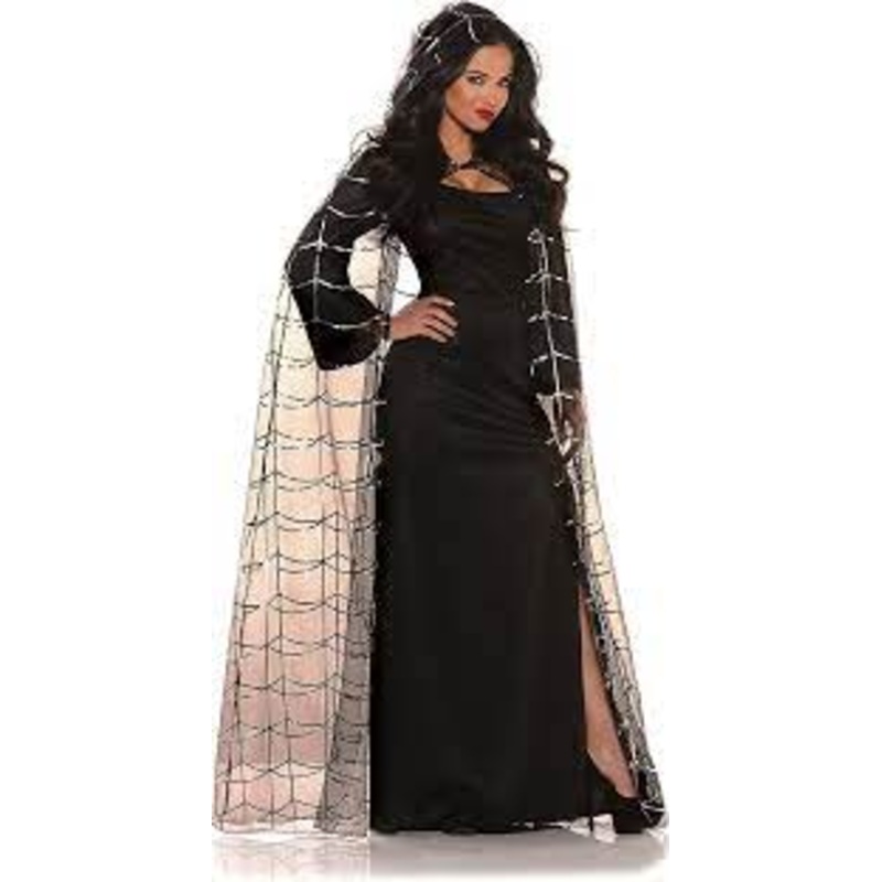 Black Mesh Spider Cape With Hood